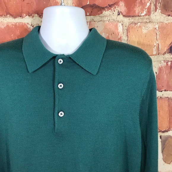 MARTIN M TEAL GREEN 100% ITALIAN WOOL GOLF SWEATER - Picture 2 of 5